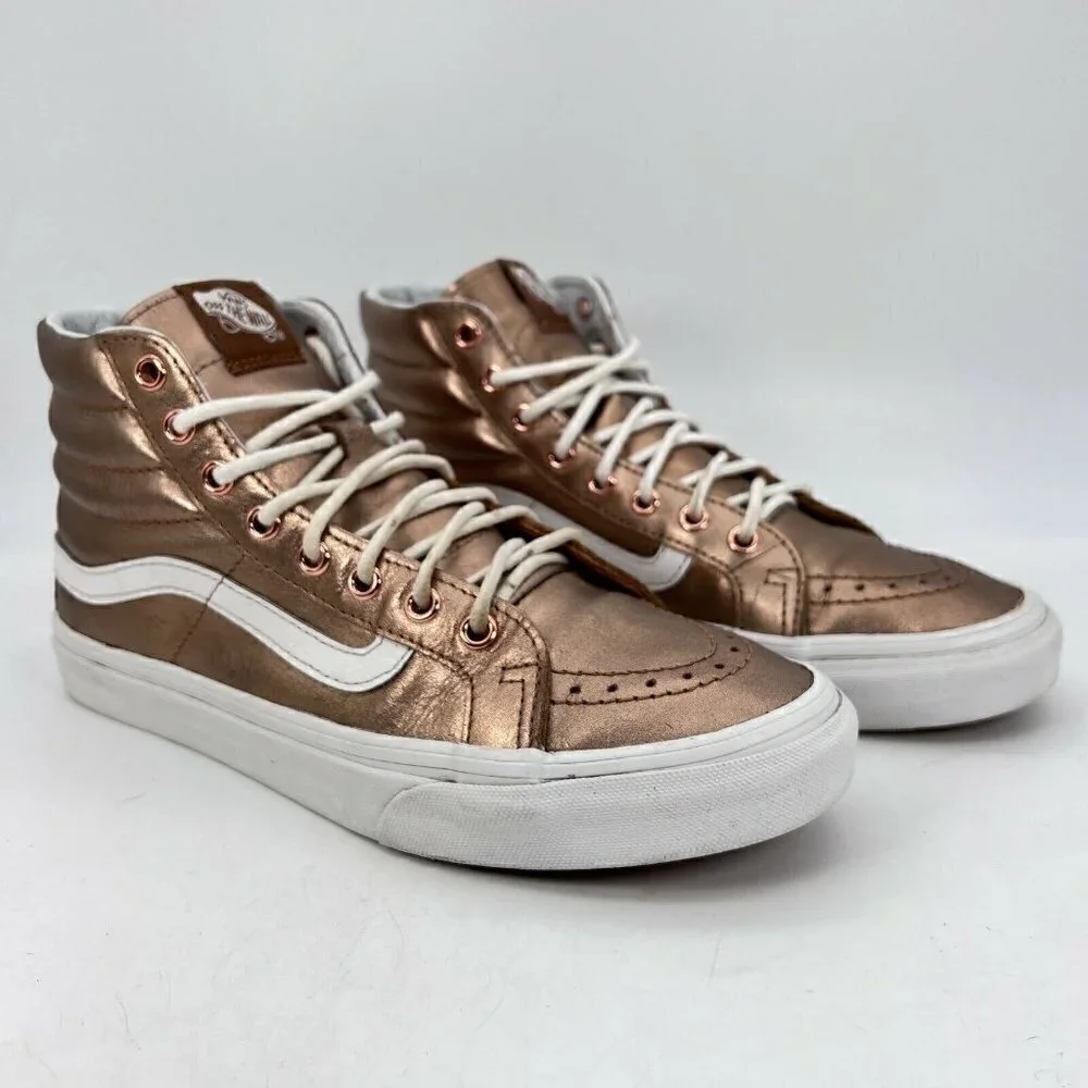 Vans Off The Wall Unisex Size 7M 8.5W Sneaker Shoes Metallic Gold 721277
